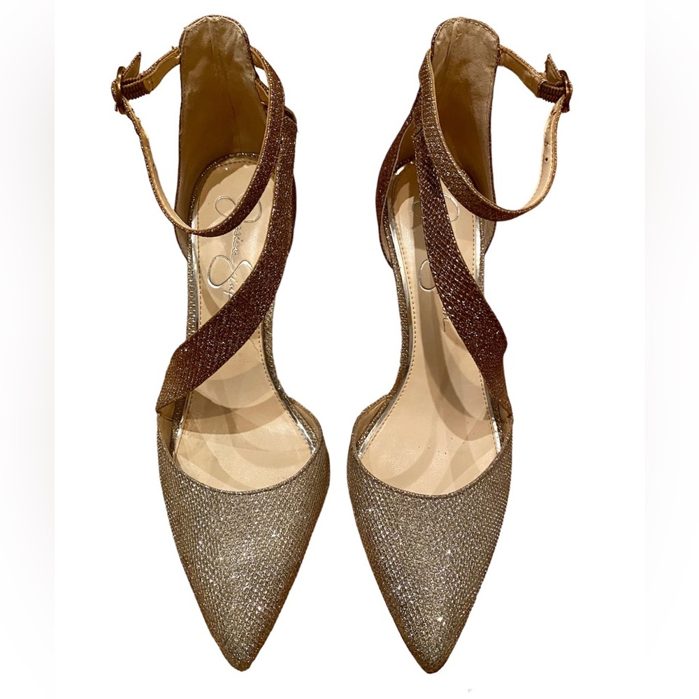 Jessica Simpson Ombre Glitter Gold Heels
